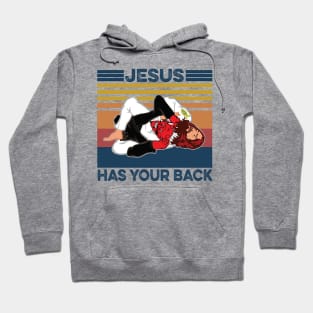 Brazilian Jiu Jitsu Tees Christian Tees Jesus Has Your Back Vintage Hoodie